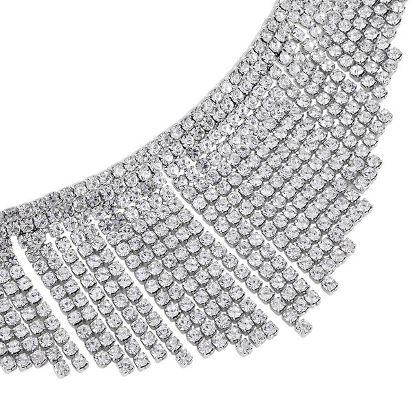 Kristall-Wasserfall-Design Halskette, ca. 40.5 cm, silberfarben image number 2