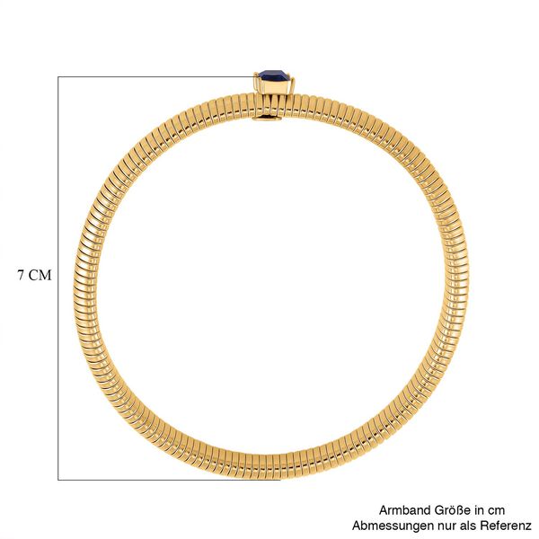 Blaues Kristall Armband, flexibel, Reiner Edelstahl, goldfarben image number 5