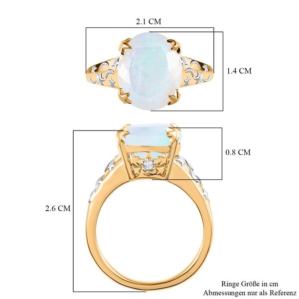 Premium Regenbogen Mondstein und Zirkon Ring mit himmlischen Thema - 4,86 ct. image number 7