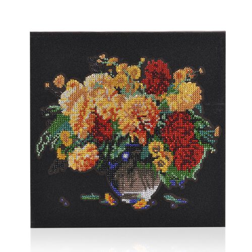 "29x29cm Canvans  DIY Diamond painting - Flowers Size: 29X29CM Weight:0.34kg Material: MDF/Paper/Chemical fiber/PS/Resin Color:multicolor(Glitter with powder) All accssrioes inside:shrinking film/mdf frame/wax square/tacky pen/adhesive picture/diamond/pla image number 1