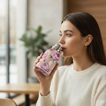 LIVMORE Edelstahl Trinkflasche 260 ml ca. 14 cm Rosenbl&uuml;te Ros&eacute;gold