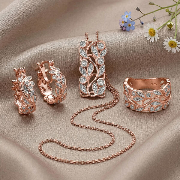 ALLORO Ring, Creolen und Anh&auml;nger mit Diamantakzenten, Silber ros&eacute;vergoldet image number 2
