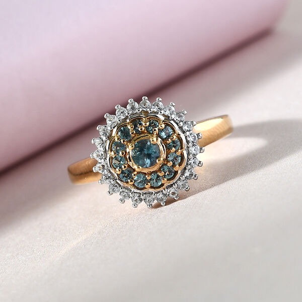 Alexandrit und Zirkon Ring 925 Silber vergoldet  ca. 0,74 ct image number 7