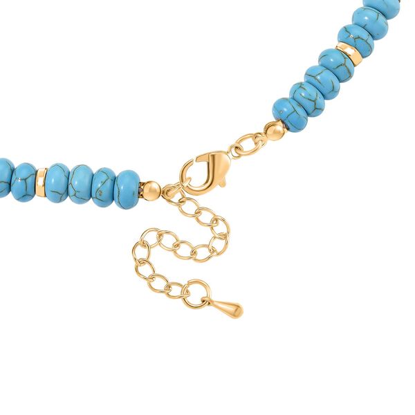 Wei&szlig;e Muschelkernperle, Blauer Howlit Halskette, ca. 50 cm + 5 cm Extender, goldfarben image number 5