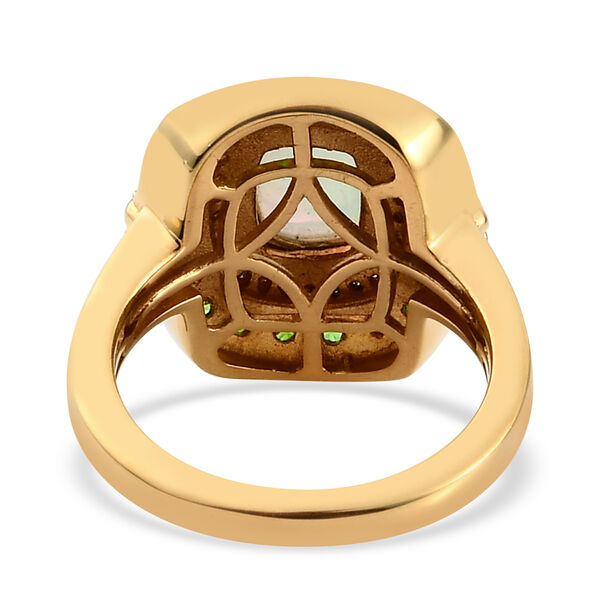 Nat&uuml;rlicher &Auml;thiopischer Opal und Nat&uuml;rlicher Chromdiopsid Ring 925 Silber vergoldet  ca. 2,08 ct image number 6