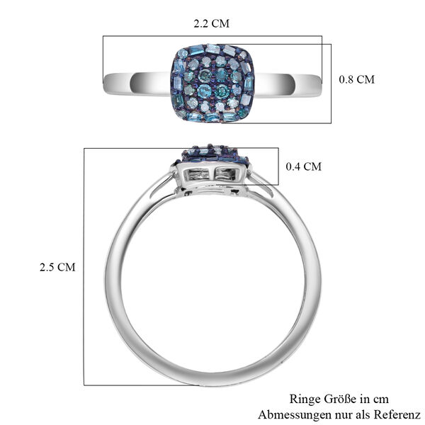 Blauer Diamant Ring, 925 Silber platiniert (Größe 16.00) ca. 0.25 ct image number 5
