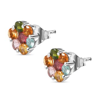 Mehrfarbige-Turmalin Ohrringe, 925 Silber platiniert, ca. 1.91 ct