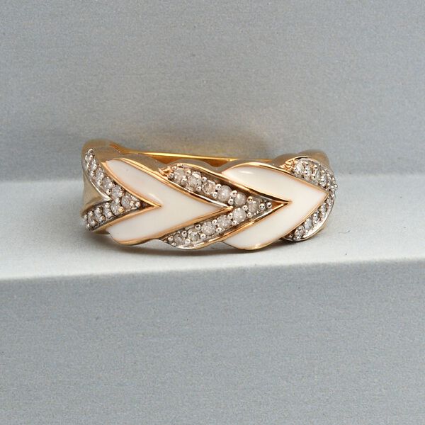 Diamant-Ring, 925 Silber Gelbgold Vermeil  ca. 0,25 ct image number 2