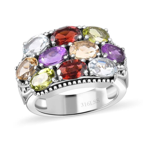 Mehrfarbiger Ring, Edelstahl (Gr&ouml;&szlig;e 17.00) ca. 4.77 ct image number 4