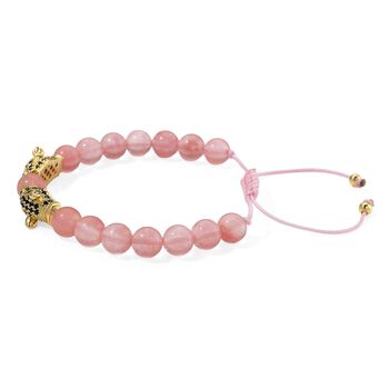 Kirsche Quarz, Schwarzer Zirkonia Armband, Flexibles, Messing Standard