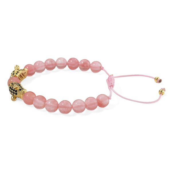 Kirsche Quarz, Schwarzer Zirkonia Armband, Flexibles, Messing Standard image number 2