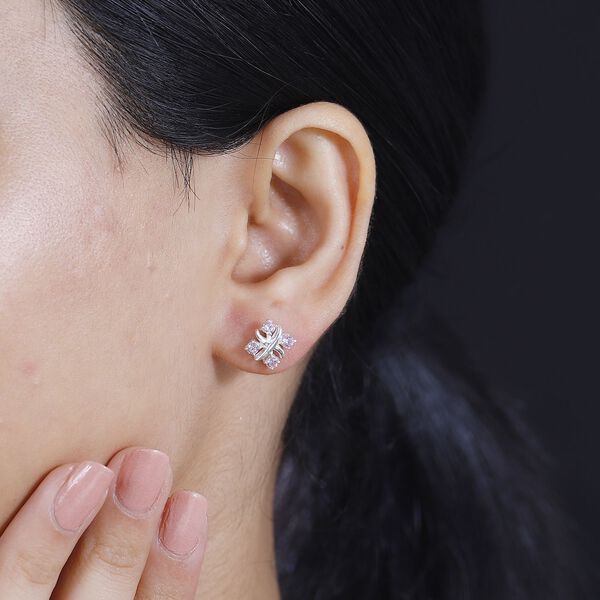 Designer Inspiriert XOXO Rosa Zirkonia Ohrringe 925 Silber image number 3