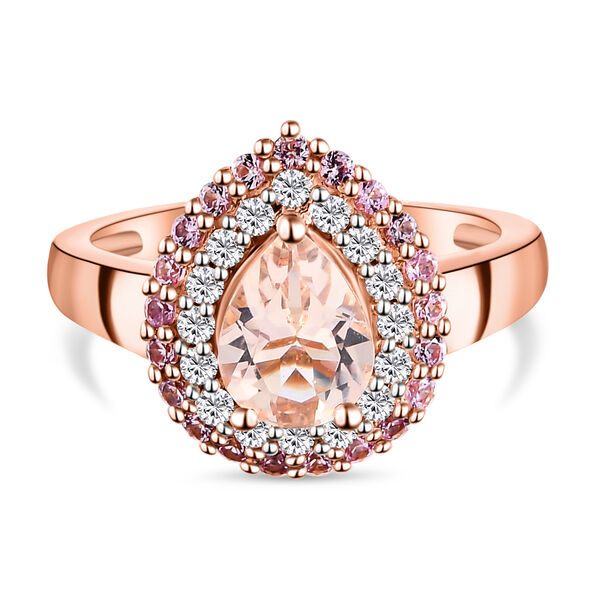 Marropino Morganit und rosa Saphir-Ring, 925 Silber Ros&eacute;gold Vermeil,  ca. 1,48 ct