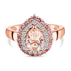Marropino Morganit und rosa Saphir-Ring, 925 Silber Roségold Vermeil, (Größe 16.00) ca. 1,48 ct