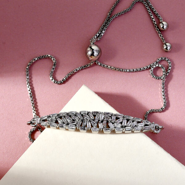 Verstellbares Diamant-Armband in Silber image number 2