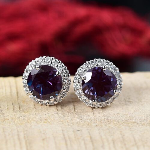 AAA Lab Grown Alexandrite, Lab Grown Diamant Ohrringe 417 Gold ca. 3,56 ct. image number 1