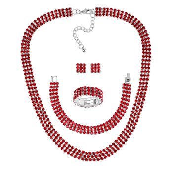 Roter Kristall Schmuckset Reines Messing