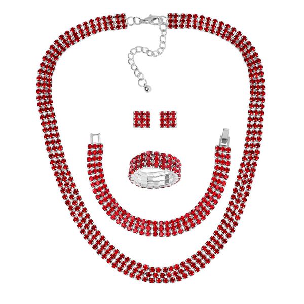 Roter Kristall Schmuckset Reines Messing