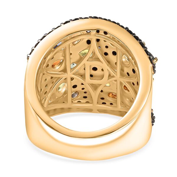 D'Joy Mehrfarbig Saphir, Schwarzer Spinell Ring 925 Silber 750 Gelbgold Vermeil (Größe 18.00) ca. 5,71 ct image number 5