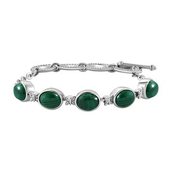 Malachit Armband, ca. 19 cm, Edelstahl ca. 13,50 ct