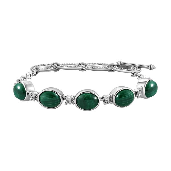 Malachit Armband, ca. 19 cm, Edelstahl ca. 13,50 ct