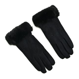Kaschmir-Handschuhe mit Kunstfellbesatz und Touchscreen-Funktion, One Size, Schwarz Kaschmir-Handschuhe mit Kunstfellbesatz und Touchscreen-Funktion, One Size, Schwarz