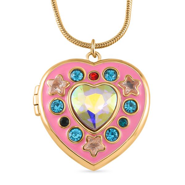 Emaillierter mehrfarbiger Kristall-Medallion-Anh&auml;nger mit 45cm Kette