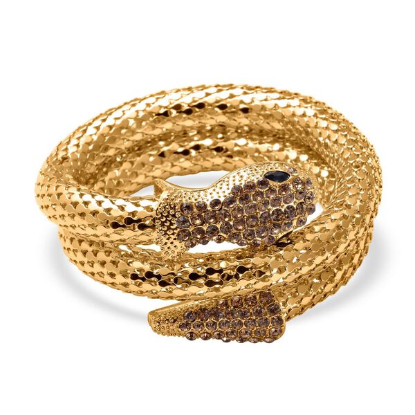 Kristall Schlange gewundenes Armband in Goldton - 1,70 ct.