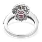 Fissure gefüllt Rubin und Zirkon Halo Ring 925 Silber Platin-Überzug image number 5