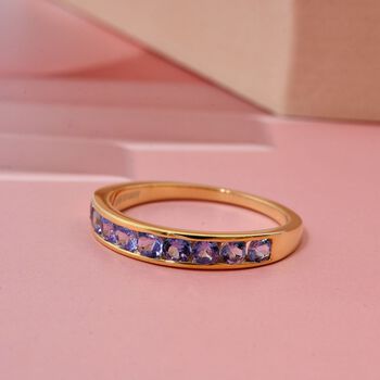 AA Tansanit Ring 925 Silber vergoldet (Gr&ouml;&szlig;e 18.00) ca. 0.98 ct