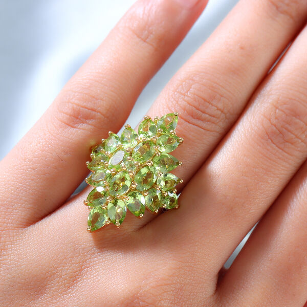 Natürlicher Peridot-Ring, 925 Silber vergoldet  ca. 9,49 ct image number 3