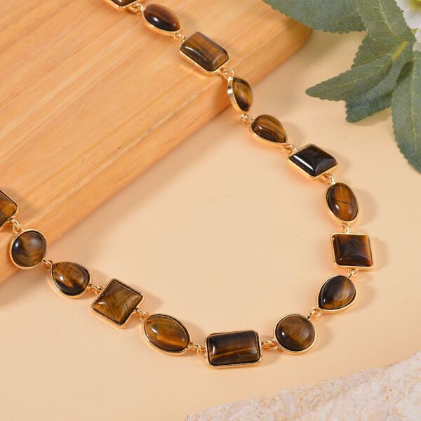 Gelbes Tigerauge Halskette ca. 45 cm Legierung Standard gelb vergoldet ca. 160,00 ct. image number 2