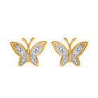 Weiße Diamant Ohrringe, 925 Silber Gelbgold Vermeil image number 0