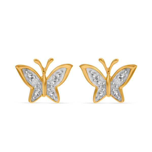 Weiße Diamant Ohrringe, 925 Silber Gelbgold Vermeil image number 0