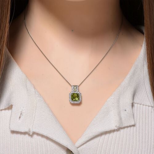 Djoy EXKLUSIVER ASSCHER SCHLIFF Natürlicher Peridot Schmuckset 925 Silber rhodiniert ca. 2.18 ct image number 1