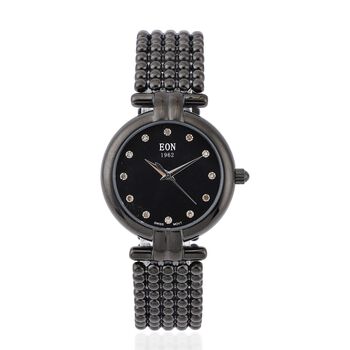 EON 1962 - Edle Armbanduhr mit nat&uuml;rlichen Champagner Diamanten, 8.5 cm, schweizer Uhrwerk, Edelstahl ca. 0.12 ct