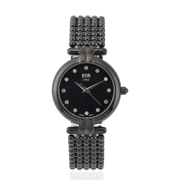 EON 1962 - Edle Armbanduhr mit nat&uuml;rlichen Champagner Diamanten, 8.5 cm, schweizer Uhrwerk, Edelstahl ca. 0.12 ct