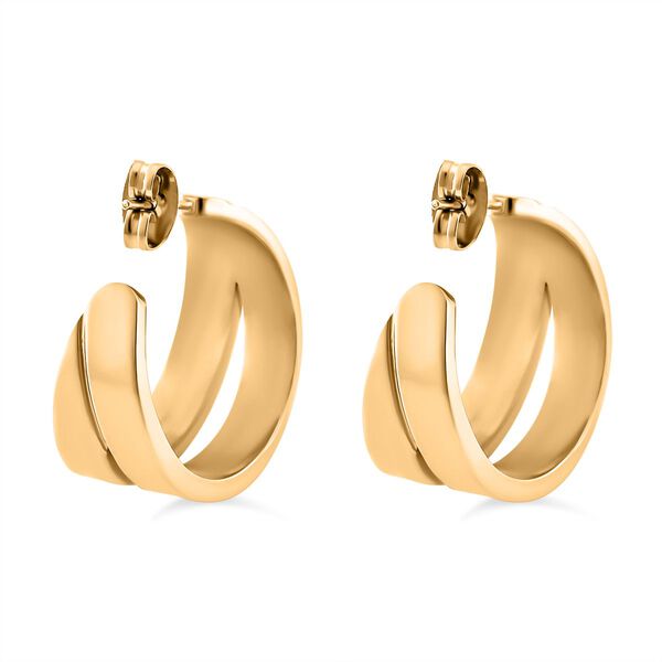 Weißer Zirkonia Ohrringe Reiner Edelstahl, goldfarben image number 5