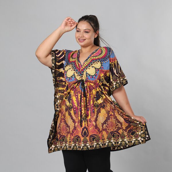 V-Ausschnitt bedruckter Kaftan image number 4