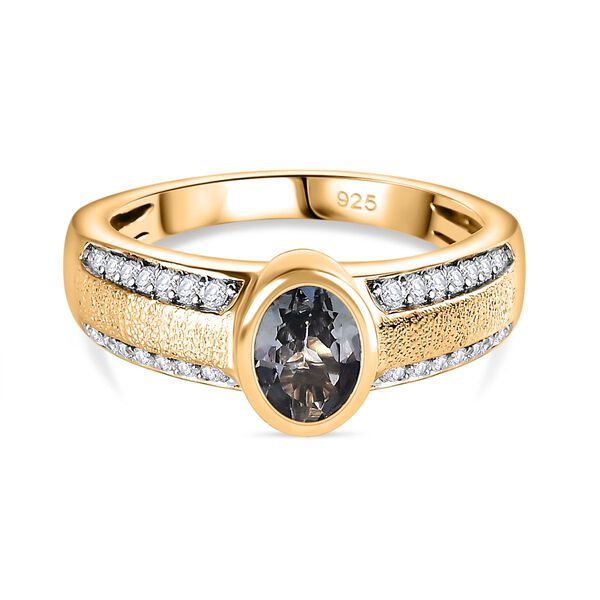 Gr&uuml;ner Tansanit und Zirkon-Ring - 1,08 ct.