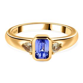 Pfau Tansanit und grüner Tansanit Ring - 0,85 ct.