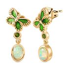 AA Natürlicher, äthiopischer Welo Opal, Natürlicher Chromdiopsid Ohrringe 925 Silber 750 Gelbgold Vermeil ca. 1,10 ct.