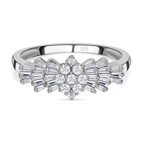 Moissanit Ballerina Ring, 925 Silber rhodiniert - 1,11 ct.