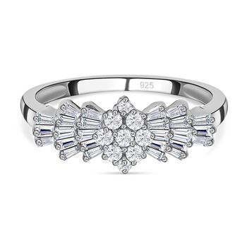 Moissanit Ballerina Ring, 925 Silber rhodiniert - 1,11 ct.