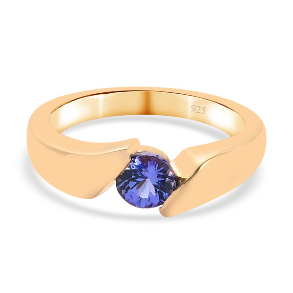 Tansanit Solit&auml;r Ring 925 Silber 585 Vergoldet