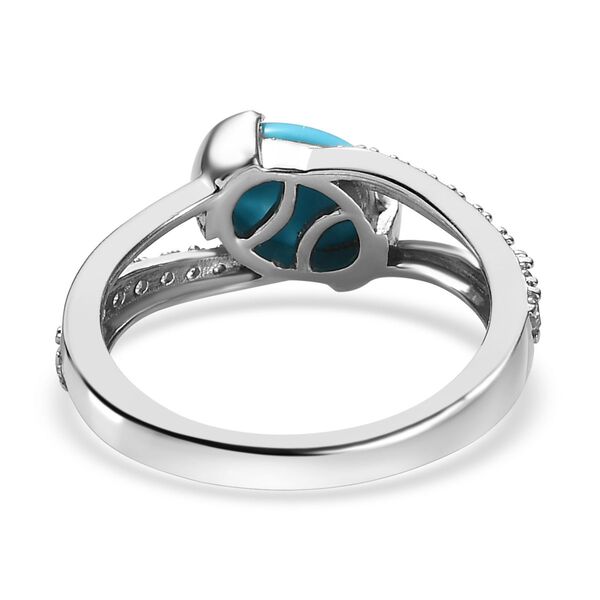 Amerikanischer, nat&uuml;rlicher Sleeping Beauty T&uuml;rkis und Zirkon-Ring - 1,34 ct. image number 5