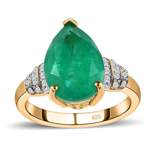 Smaragd Triplett Quarz und Zirkon Ring- 6,26 ct. image number 4