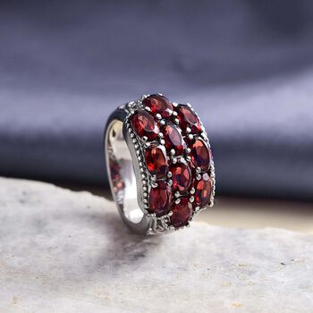 Roter Granat Ring 316L Edelstahl (Gr&ouml;&szlig;e 17.00) ca. 5.68 ct