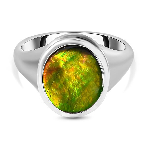 Kanadischer Ammolit-Ring, 925 Silber platiniert (Gr&ouml;&szlig;e 20.00) ca. 2.67 ct