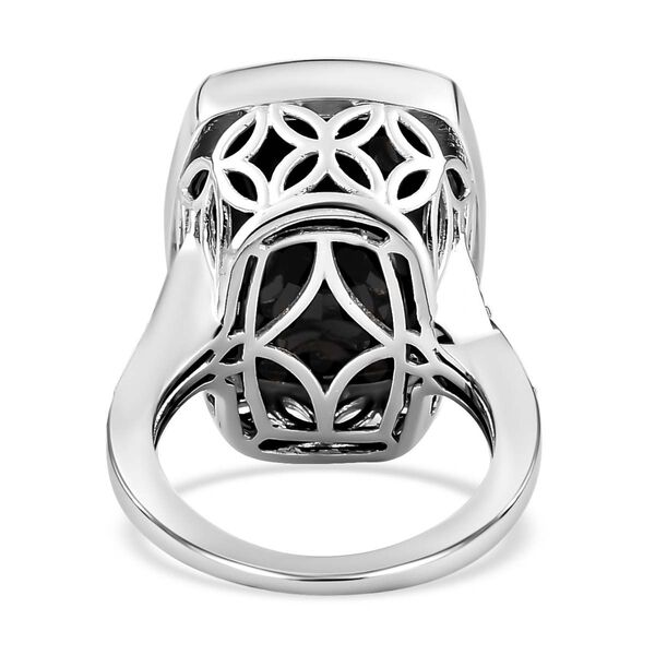 Schwarzer Spinell und wei&szlig;er Zirkon-Ring - 23,13 ct. image number 6